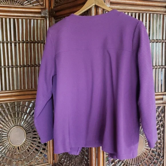 Denim & Co. Novelty Zip Front Jacket and SS T-Shirt Set - Purple - XL - Picture 11 of 15